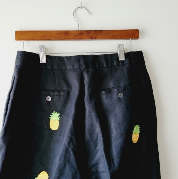 $10 sale 🍓 Deane & White pineapple linen black high waisted slacks size 10 - Picture 3 of 7